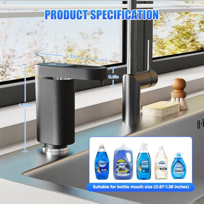 Touch-Free Automatic Dish Soap Dispenser for Kitchen Sink | Plug-in Electric Sink Soap Pump,Leak-Proof Universal Fit with 35" No-Spill Tube Kit, Easy Install Sleek for kitchen& bathroom