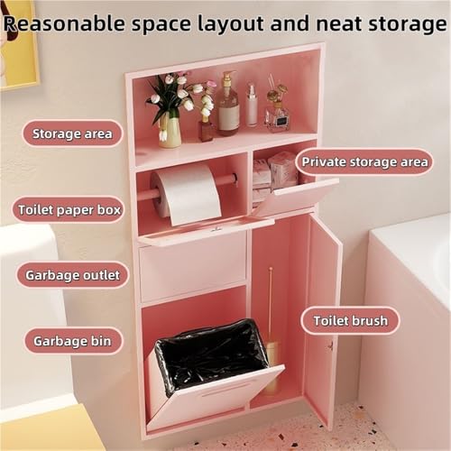 Recessed Toilet Niche with Trash Can and Paper Holder, Stainless Steel Wall-Mounted Bathroom Storage Cabinet, Modern Space-Saving Hidden Design for Bathroom, Kitchen, Hotel(White) - color: White