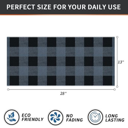 Homaxy 100% Cotton Plaid 8 Pack Kitchen Towels, 13" x 28", Black & Grey | Waffle Weave, Plaid, Super Soft and Absorbent Dish Towels, Quick Drying, Multi-Purpose - color: Black & Grey, size: 13 x 28 - 8 Pack