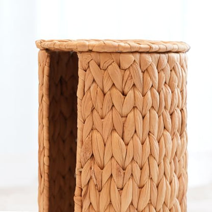 PINXIURY Water Hyacinth Paper Roll Holder, Wicker Toilet Paper Holder Stand for Bathroom, 3 Rolls of Toilet Paper Storage, Toilet Roll Holder Stand for Bathroom and Under Sink - color: Natural Water Hyacinth