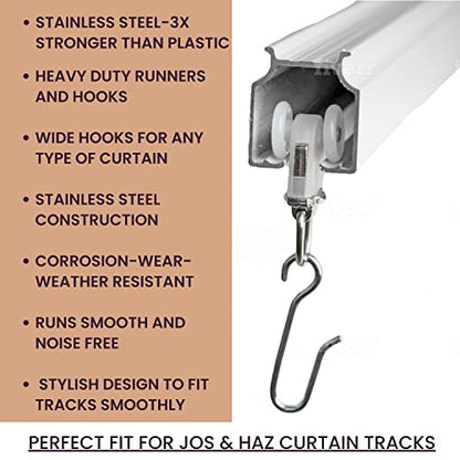 Jos & Haz MF016W-Curtain Track Accessories (5 Pack Runners) - color: White, size: 5 PACK RUNNERS