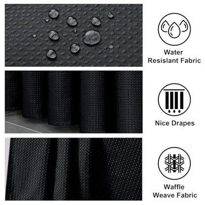 Black Shower Curtain 84 Inches Extra Long, Waffle Weave Heavy Fabric Shower Curtain for Bathroom, Waterproof Soft Hotel Spa Luxury Elegant Bath Curtains, Machine Washable, Black, 72x84 Inch - color: Black, size: 72"W x 84"L (Pack of 1)