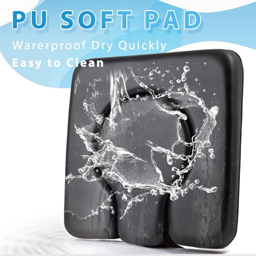 PU Commode Seat Cushion with Sponge Padded,C Shape Waterproof Soft Pad,Suitable for Bedside Commode Chairs,Raised Toilet Seats(Black) - color: Black