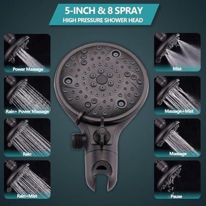 5" Dual Shower Faucet Compatible with Delta 13/14 Series Tub Trim Kit, High Pressure Round Rain Shower Head& Handheld Set Faucet, Oil Rubbed Bronze (Valve& Catridge Not Inclued) - color: Oil Rubbed Bronze