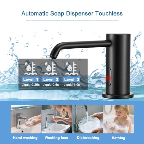 Automatic Soap Dispenser Touchless Infrared Sensor Electric Soap Dispenser | Built In Sink Liquid Dispenser Suitable For Home And Commercial Daily Use Equipped With Bottle and Pump 33.81oz/1000ml, Black - color: Liquid-black
