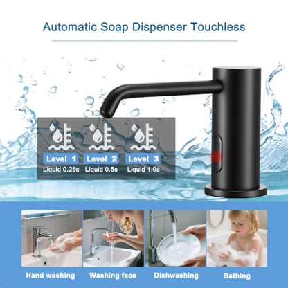 Automatic Soap Dispenser Touchless Infrared Sensor Electric Soap Dispenser | Built In Sink Liquid Dispenser Suitable For Home And Commercial Daily Use Equipped With Bottle and Pump 33.81oz/1000ml, Black - color: Liquid-black
