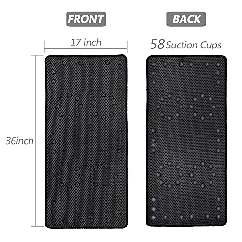 Shower and Bath Mat,Non-Slip Machine Washable and Extra Large Bathtub Mats with Drain Holes and Suction Cups Soft Foam Tub Mats-36” X 17”,Black - color: Black