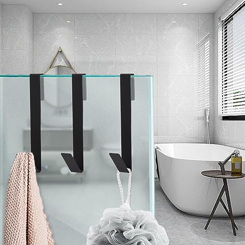 7 Inch Frameless Shower Door Hooks, Heavy Duty Stainless Steel Over the Door Towel Hooks for Glass Shower Door, No Drill Bathroom Robe Hooks, 4 Pack - size: 7 Inch