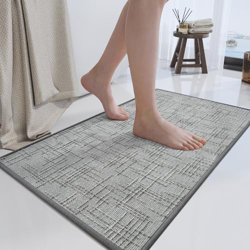 Bath Mat Non Slip,Quick Dry Bathroom Rug Under Door,16"x24",Grey | Absorbent Washable Rubber Backing Bath Rug Shower Mat Bathroom Floor Mat for Sink Bathtub Beside Shower Entrance - color: A- Grey, size: 16"x24"