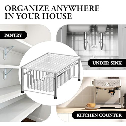 Simple Houseware Stackable Basket Drawer, Chrome - color: Chrome, size: 1-tier