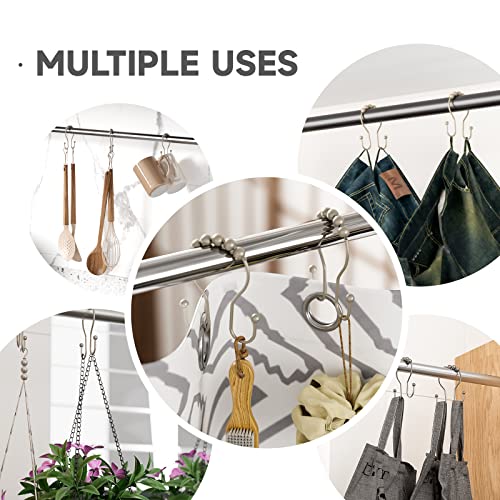 Bathway Shower Curtain Hooks Rust Proof Shower Curtain Rings, Smooth Glide Double Hook Shower Curtain Hooks,Shower Hooks for Shower Curtain Matte Nickel Shower Rod Hooks Shower Curtain Hangers 12Pcs - color: Matte Nickel