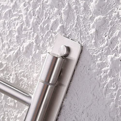 KES Bathroom Towel Bar 13.8 Inch, Swing Out 2-Arm, Wall Mounted | Holder, SUS304 Stainless Steel Brushed Finish, A2102S2-2 - color: Brushed Finish, size: 13.8-Inch (2 Bars)