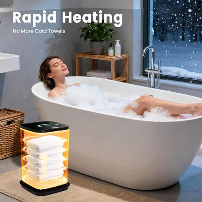 STARLEAD Heated Towel Warmers for Bathroom - 22L Large Towel Warmer Bucket, Auto Shut Off, Fits Up to Two 40"X70" Oversized Towels, Bathrobes, Blankets - color: Black-rectangle