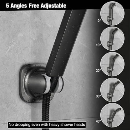 Handheld Shower Head Holder - 5 Positions Adjustable - Slide to Fit - Adhesive Mount with Screw Option, Bathroom Wall Mount Shower Hose Holder (Gun Metal) - color: Gun Metal