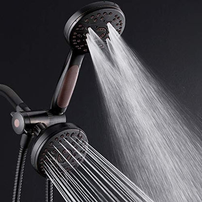 High Pressure 48-mode Luxury 3-way Combo – Dual Rain & Handheld Shower Head – 6 Foot Stainless Steel Hose – Anti Slip Grip – All Oil Rubbed Bronze Finish – Top US Brand – Extra Wall Bracket - color: Oil Rubbed Bronze