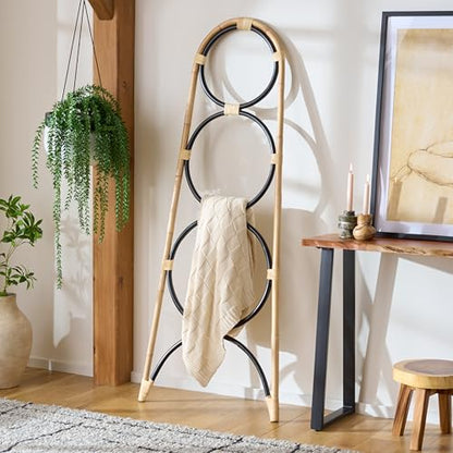 SAFAVIEH Home Collection - Kino Natural & Black 3-Tier Rattan Towel Hanger, Fully Assembled (STG6501D) - color: Natural/Black