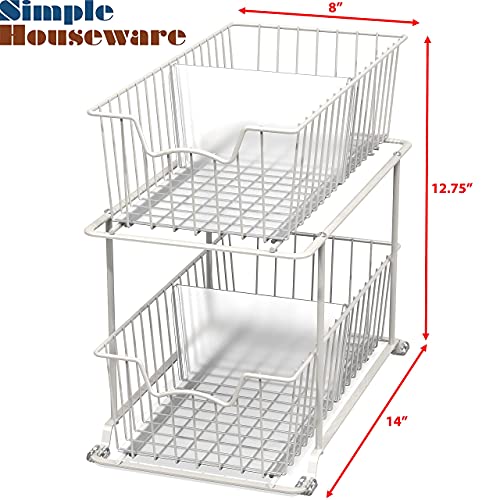 Simple Houseware 2 Tier Cabinet Wire Basket Drawer Organizer, White - color: White