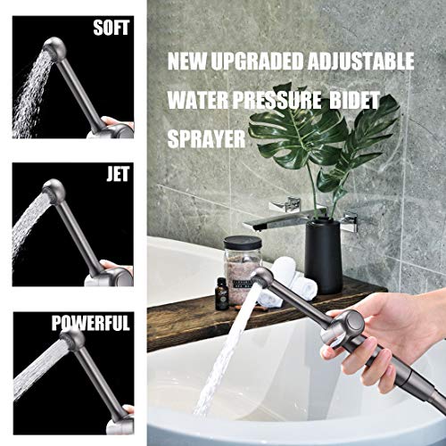 Handheld Bidet Toilet Sprayer, Black Bidet Spray for Toilet, Cloth Diaper Sprayer with Backflow Preventer, Adjustable Water Pressure Brass Hand Held Spray Attachment