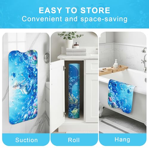 Upgrade Cartoon Baby Bath Mat Non Slip - 40"x16" Extra Long Bathtub Mat for Baby Eco Friendly Durable Bath Mat for Tub Non Slip Kids Tub Mat with Suction Cups, Machine Washable and No Fading, Mermaid - color: H-mermaid-5