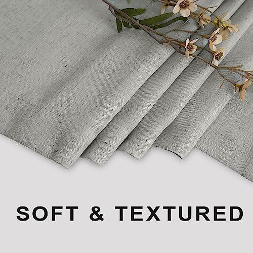 KOUFALL Grey Shower Curtain,Linen Fabric Boho Hotel Style Collection Shower Curtains for Bathroom,Set with Hooks,Light Gray,72 Inch - color: Grey, size: 72"W x 72"L (Pack of 1)