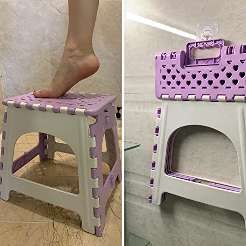 TRANOMOS Foldable Shower Stool for Shaving Legs, Purple Pedicure Foot Rest, Small Corner Shower Step - color: Purple