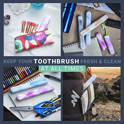 4 Pack Elite Travel Toothbrush Case with Drainage Holes–Portable, Breathable Plastic Toothbrush Holder Travel Covers–Ideal for Camping, Trips & Daily Use Cute Tooth brush Cover Container– Multi Colors - style: Pack of 4
