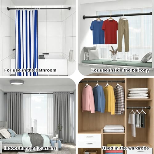 Adjustable Tension Shower Curtain Rod - No Drilling Spring Tension Shower Rod for Bathroom/Indoor Use, 17-82in Telescoping Bath Curtain Pole,Anti slip adjustment,Equipped with a fastener
