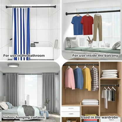 Adjustable Tension Shower Curtain Rod - No Drilling Spring Tension Shower Rod for Bathroom/Indoor Use, 17-82in Telescoping Bath Curtain Pole,Anti slip adjustment,Equipped with a fastener