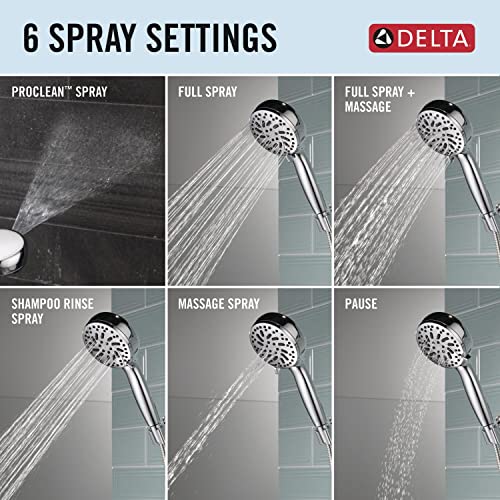 Delta Faucet ProClean Chrome Shower Head with Handheld, Showerhead with High Pressure Spray, Handheld Shower Head, 6 Spray Settings, Chrome 75740 - color: Chrome