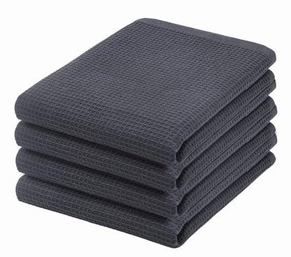 Waffle Weave Kitchen Towel, 100% Cotton - 15x25 Inches with Hanging Loop, Ultra Soft Absorbent Quick Drying Dish Cloth, Tea and Hand Towels, 4 Pack - Spring Easter Summer - Dark Grey - color: Dark Grey, size: 15 x 25 - 4 Pack