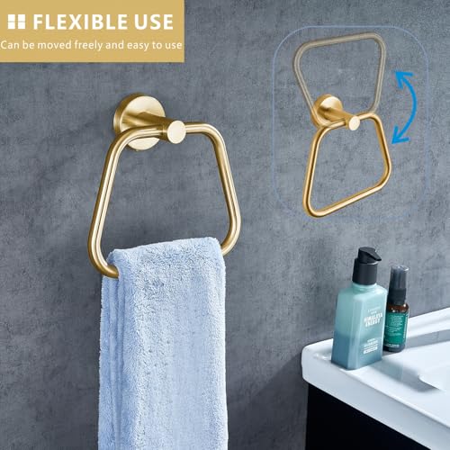 Bath Towel Ring, Bathroom Hardware Towel Holder, Gold Towel Ring for Bathroom, Modern Trapezoid Wall Mounted Towel Hanger, 304 Stainless Steel (Gold) - color: Gold