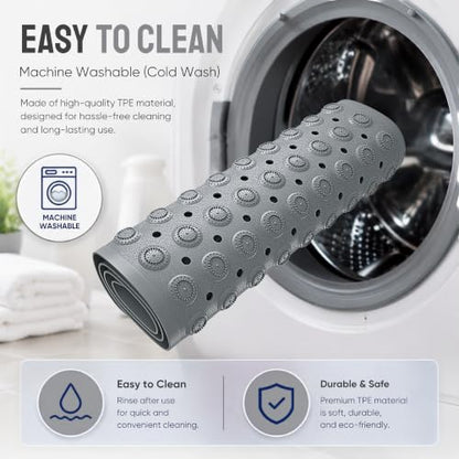 Bathtub Mat Non-Slip – 39" x 15.5" Extra Long Shower Mat with Suction Cups, BPA Free & Machine Washable, Textured Bath Mat for Tub, Ideal for Kids, Seniors & Pregnant Women, Gray - color: Gray