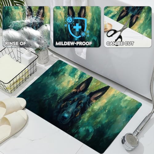 Bathroom Runner Mat Rugs Long,German Shepherd Cute Pattern Diatomite Stone Bath Mat Large Absorbent Diatomaceous Non Slip Fast Dry Bathroom Rugs 16x42in - color: Design10