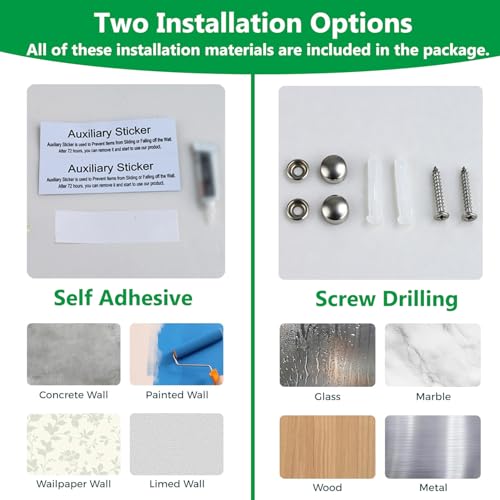 304 Stainless Steel Brushed Nickel Toilet Paper Holders with Shelf,Wall Mount Dual Installation,Self Adhesive Peel and Stick No Drill/Screw In Tissue Roll Holder,Silver Metal TP Holder for Bathroom RV