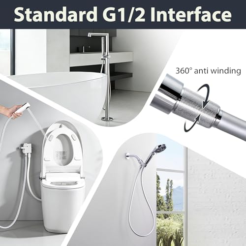 69 Inches Silicone Shower Head Hose Extra Long Silver | Explosion Proof Anti Winding Showerhead Hose,Used In Showerhead,Rv,Spray Bidet,Bathtub,Flexible Shower Hose Replacement - color: Silver, size: 69 In