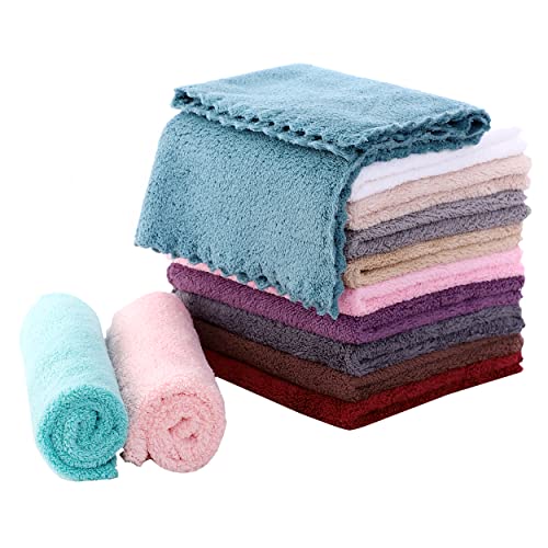 MOONQUEEN Microfiber Facial Cloths Fast Drying Washcloth 12 Pack - Premium Soft Makeup Remover Cloths - Multicolored - color: Multicolored, size: 12x12 Inch (Pack of 12)