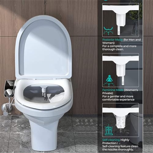 Self-Cleaning Retractable Non-Electric Dual Hidden Nozzle Bidet Attachment for Toilet Seat,Jet Spray for Toilet Bathroom Bidet Toilet Sprayer, Adjustable Water Pressure