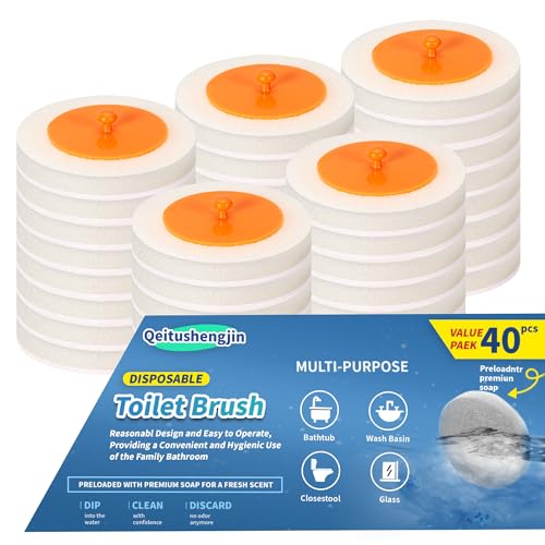 Pack of 40 Disposable Toilet Brush Refills, Designed Exclusively for Automatic pop-up Toilet Brushes. Toilet Brush Refills (Ocean Scent). Not Compatible with Electric Toilet Brushes.(40white) - color: 40white