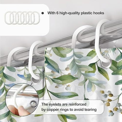 AWERT Green Mixed Light Blue Plant Stall Shower Curtain with 6 Hooks Sage Green Shower Curtain for Bathroom Waterproof Fabric 36x72 inch - color: Green and Light Blue, size: 36"W x 72"L (Pack of 1)