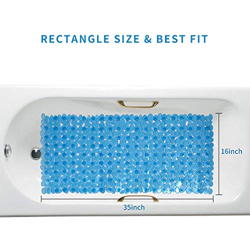 SONGZIMING Pebble Bath Mat for Bathtub to Anti Slip Bathtub Mat in Shower with 16 Inches by 35 Inches (Clear Blue) - color: Clear Blue
