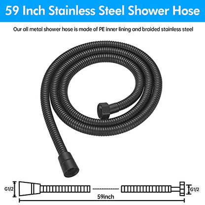 RUMOSE 59 inches Extra Long Shower Hose, Black | Shower Head Extension Hose, Attachment Flexible Handheld Shower Sprayer Hose, Stainless Steel Shower Tube - color: Black, size: 59 Inch