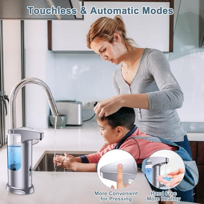 12.5oz Automatic Liquid Soap Dispenser, Touch-Free Battery Operated Adjustable Soap Dispensing, Volume Premium for Kitchen Bathroom Toilet - color: Silver