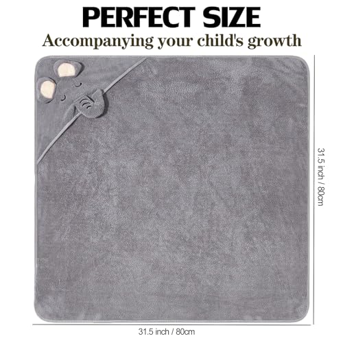 Baby Hooded Towel, 2-Pack Essentials with 31.5x31.5 inch, 2 Designs, Soft Absorbent Bath Towel for Boy and Girl - color: 03 Gray+pink
