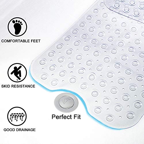 Tree Bud Bathtub Mats for Shower Tub Non-Slip Bath Mat 39 x 16 Inch Extra Long Shower Mat, Bath Tub Mat for Bathroom with Machine Washable, BPA Free for Kids (Clear) - color: Clear