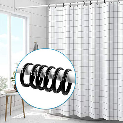 Black Shower Curtain Hooks Rings, 12 Pcs Circular Plastic Shower Curtain Rings for Bathroom, Plastic Shower Curtain Hooks for Shower Curtain Rod, Black Shower Hooks Rings for Shower Curtain - color: Black