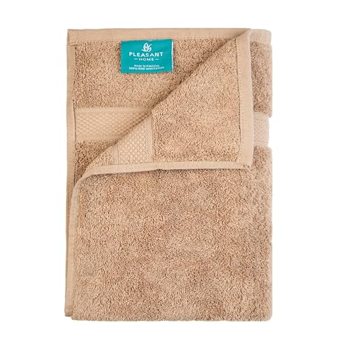Pleasant Home Bath Towels Set of 6 (24” x 50”) 100% Cotton, Mocha | 515 GSM | Lightweight, Soft & Highly Absorbent Luxury Towels for Bathroom | for Gym, Pool & Spa - color: Mocha