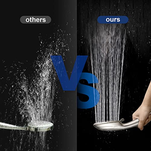 Cobbe 8-Setting Handheld Shower Head, Water-Saving Design, Brushed Nickel | Trickle Pause Mode, 5ft Stainless Steel Hose, Brass Swivel Bracket, Tool-Free Installation - color: Brushed Nickel