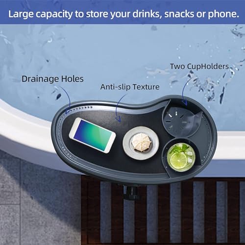Hot Tub Tray Table with Adjustable Drink Holders, Spa Cup Holder, Durable Portable Accessory