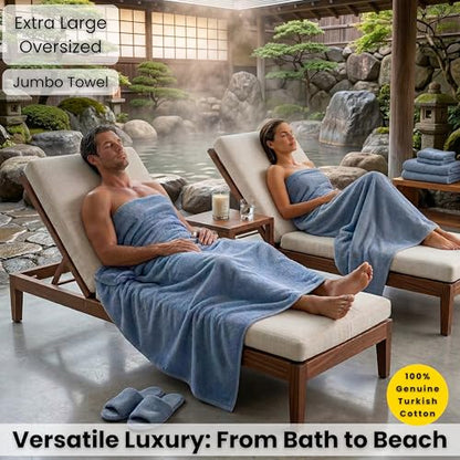 SALBAKOS Luxury 100% Turkish Cotton Bath Sheet 40x80 inch (1-Piece, Blue) | Extra Large Jumbo Oversized Bathroom and Beach Towel, Super Soft Highly Absorbent Thick Premium Hotel Quality, Made in Turkey - color: Blue, size: Jumbo Bath Sheet