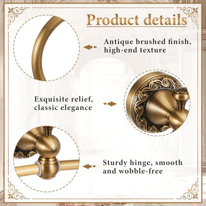 2 Pcs Antique Brass Toilet Paper Holder Towel Ring Set, Vintage Bathroom Hardware, Wall Mounted Toilet Tissue Holder Hand Towel Ring, Rustproof Brass Bathroom Accessories(Rectangle) - style: Rectangle